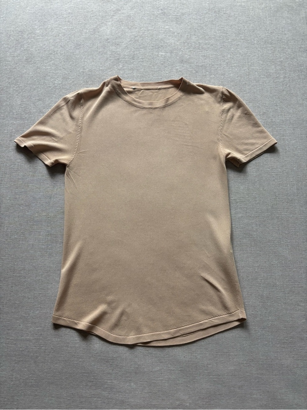Nude crewneck knit top minimalist neutral workwear